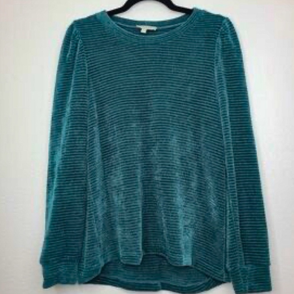 Status By Chenault Teal Long Sleeve Ribbed Top Sweater Size S Small